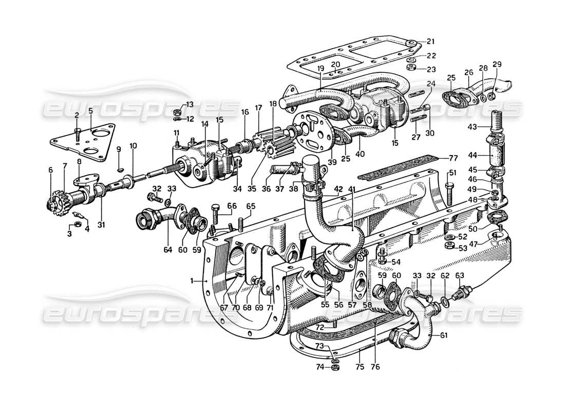 ferrari 275 gtb4 teilediagramm für ölwanne und absaugpumpe