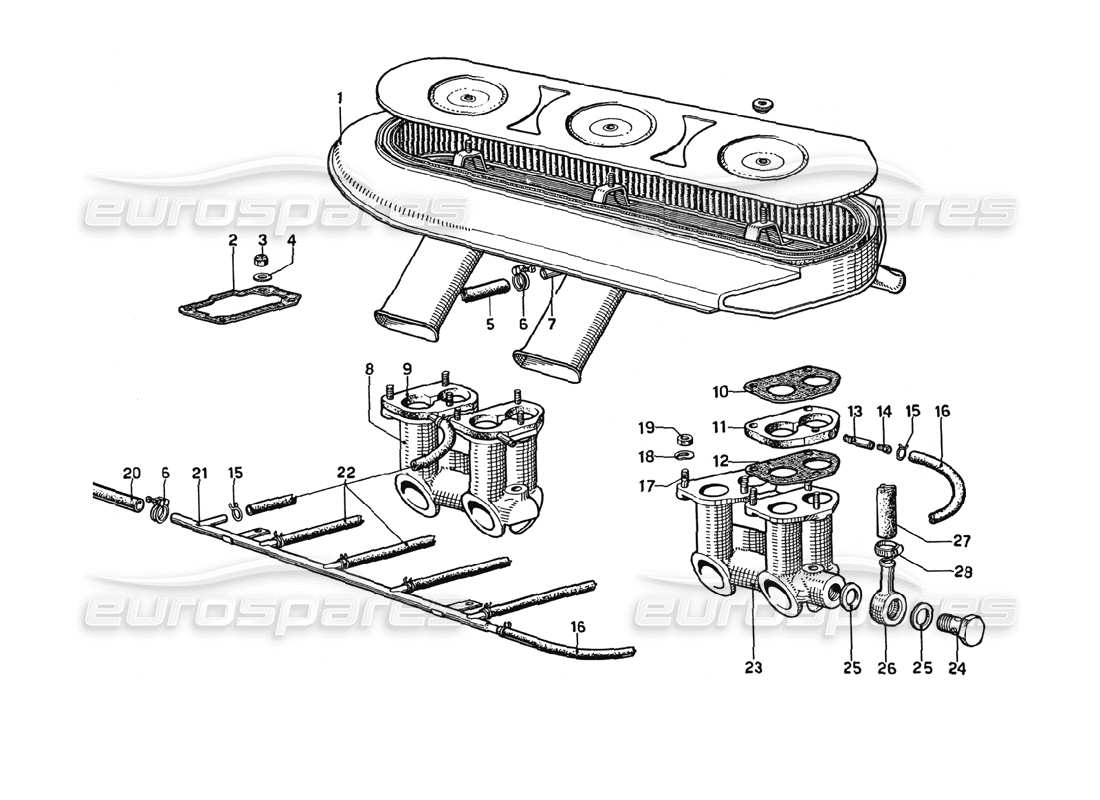 ferrari 275 gtb4 luftfilter - verteiler - blow-by-teilediagramm