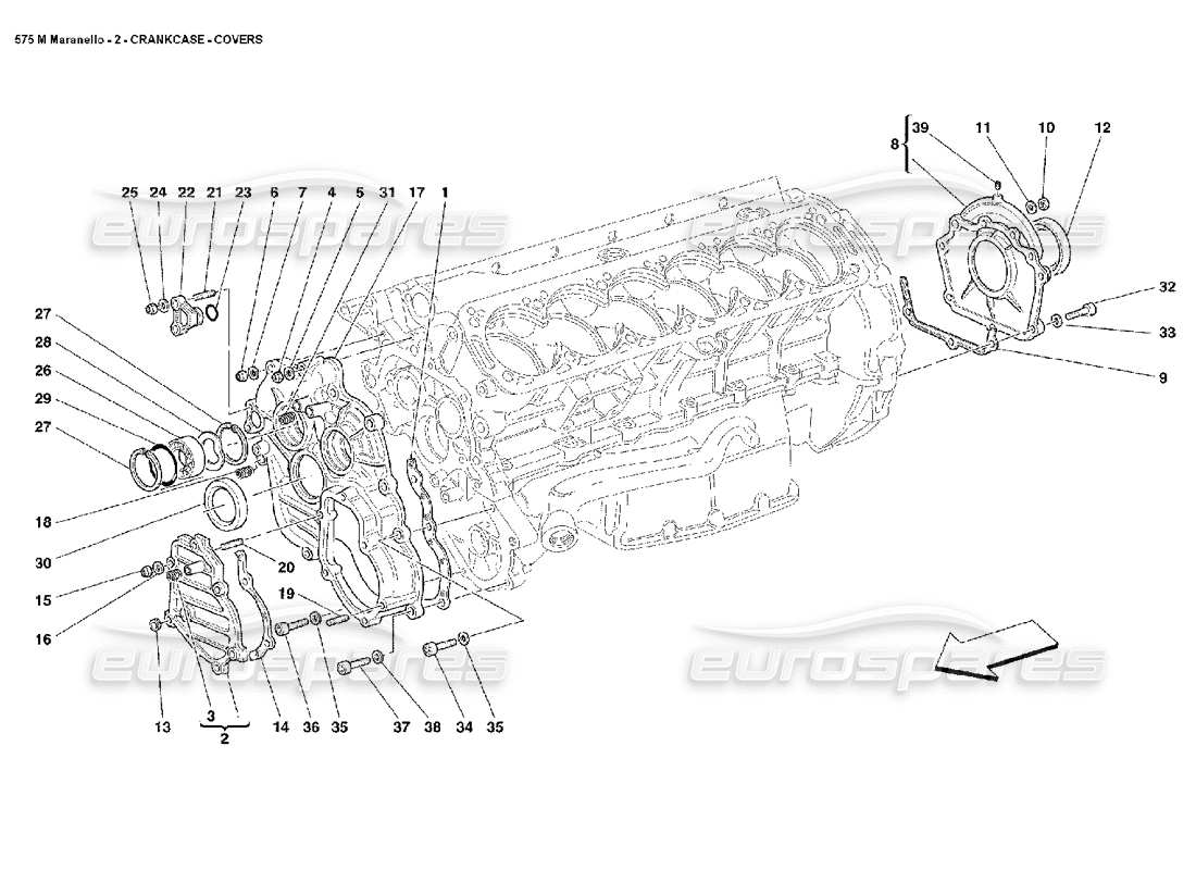 ferrari 575m maranello teilediagramm für kurbelgehäusedeckel