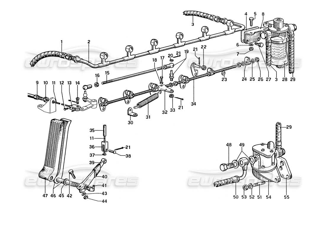 ferrari 275 gtb4 fütterung und kontrollen teilediagramm