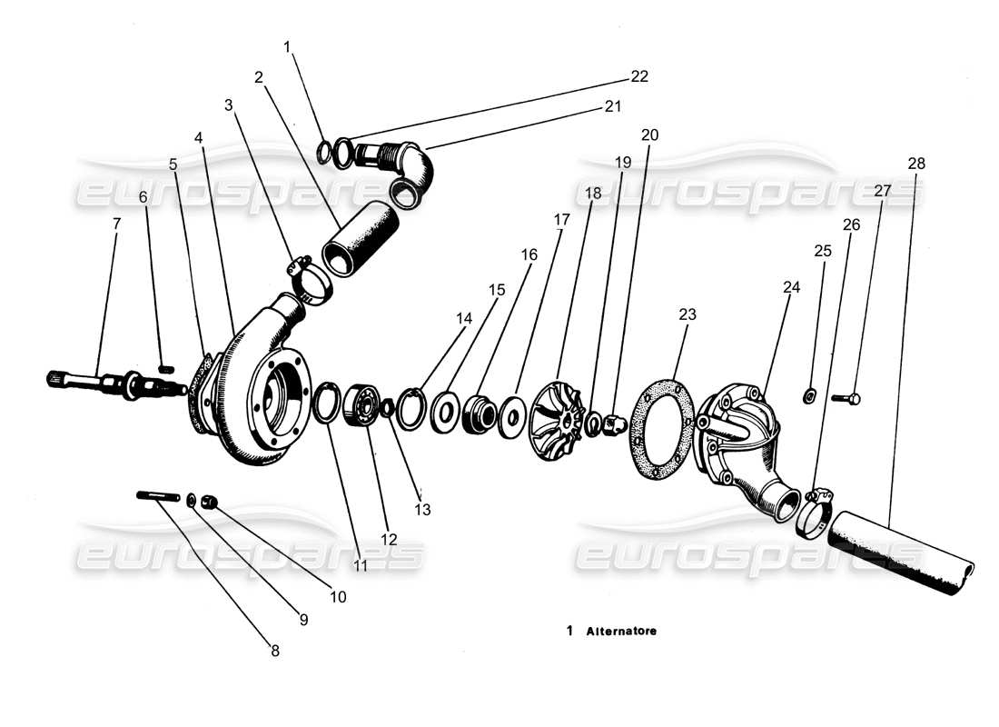 lamborghini espada wasserpumpe (1 lichtmaschine)(zu 650) teilediagramm