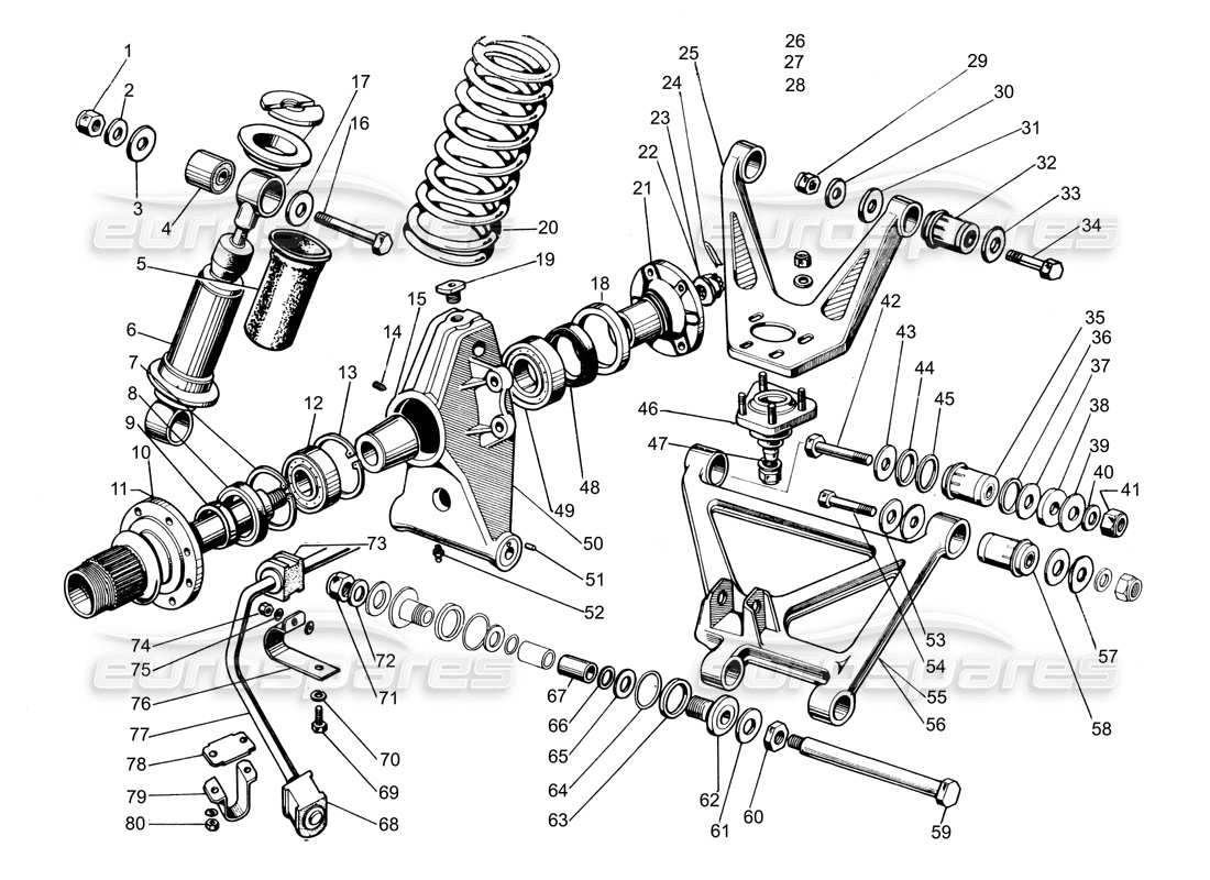 lamborghini espada hinterradaufhängung und nabe serie i teilediagramm