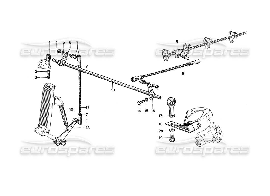 ferrari 275 gtb4 teilediagramm für mechanische drosselklappensteuerung