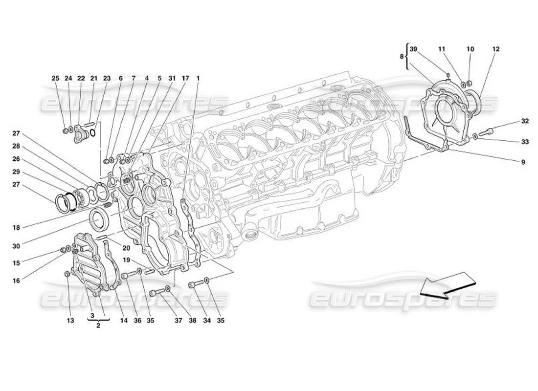 ferrari 575 superamerica kurbelgehäuse - abdeckungen teilediagramm