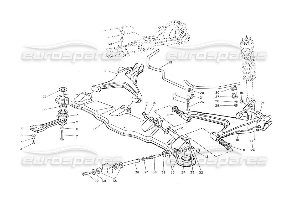 maserati ghibli 2.8 (non abs) teilediagramm der hinteren querlenker