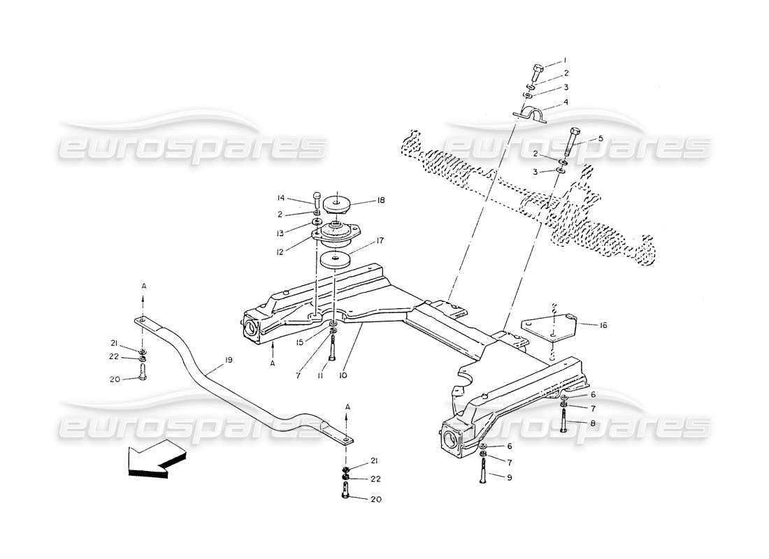maserati ghibli 2.8 (non abs) teilediagramm für vorderfahrgestell und lenkgetriebe