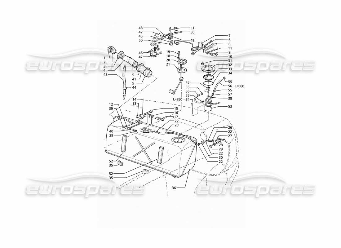 maserati ghibli 2.8 (abs) treibstofftank teilediagramm