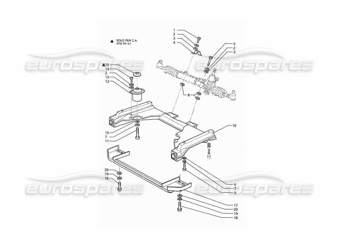 maserati ghibli 2.8 (abs) teilediagramm des vorderen hilfsrahmens des lenkgetriebes