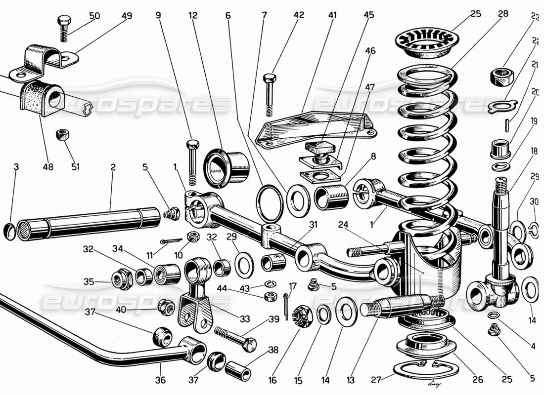 ferrari 330 gt 2+2 teilediagramm für die unteren querlenker der vorderradaufhängung