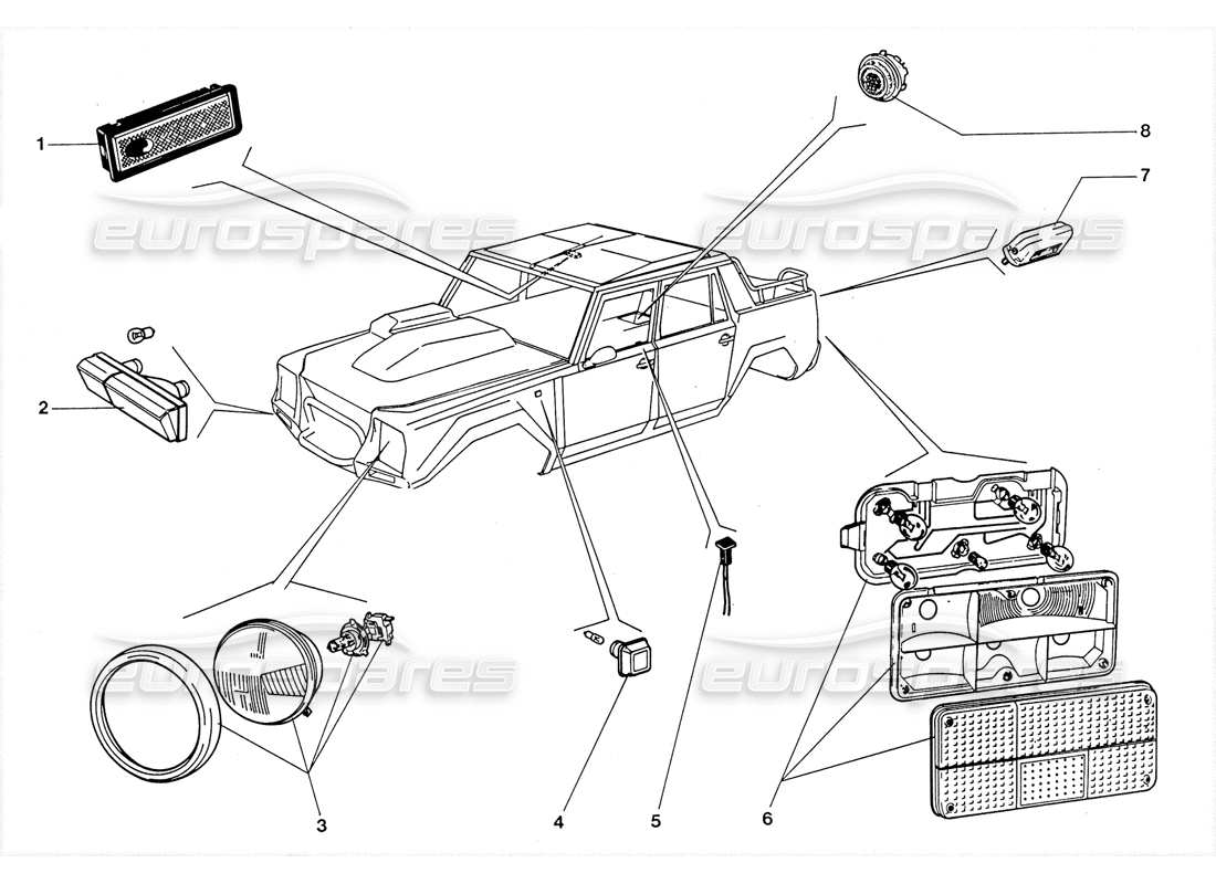 lamborghini lm002 (1988) lampen und anzeigen teilediagramm