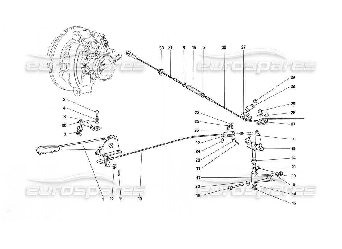 ferrari 308 quattrovalvole (1985) teilediagramm der handbremssteuerung