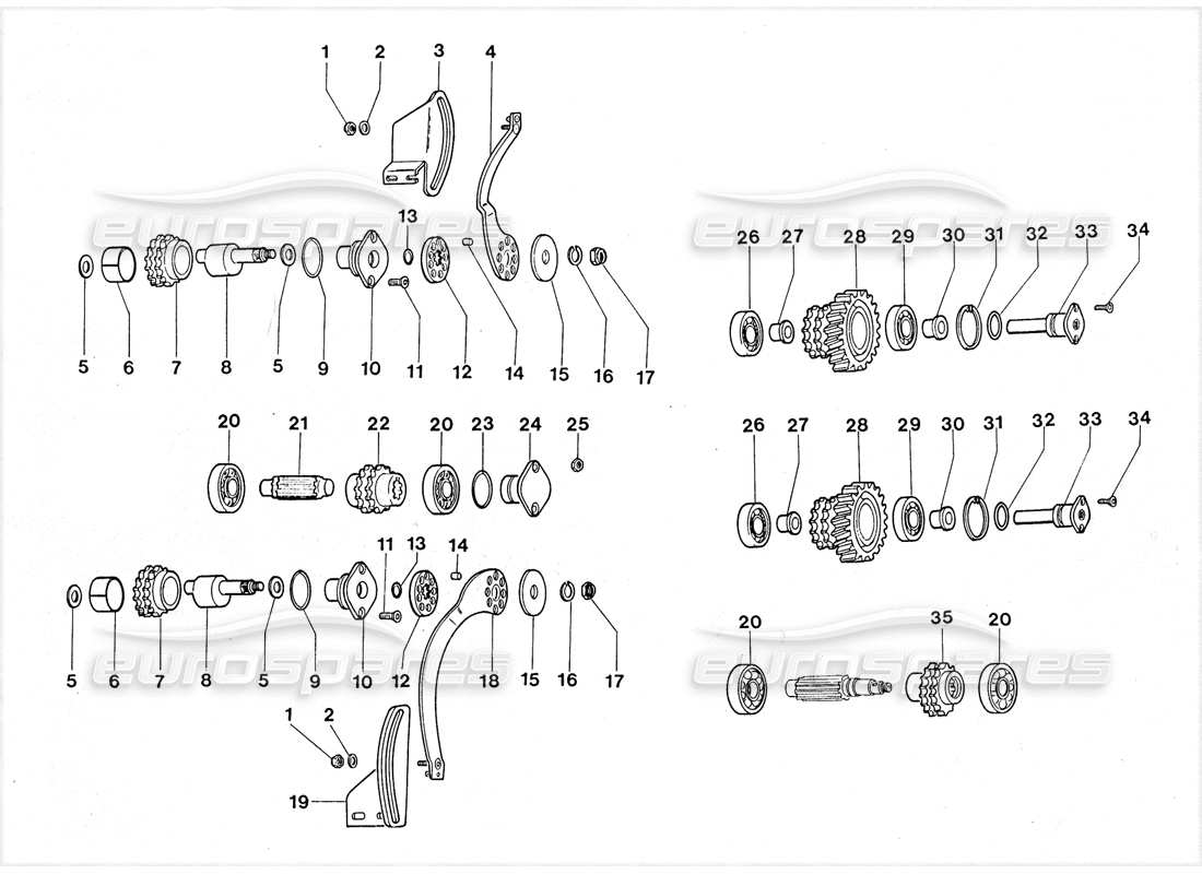 lamborghini lm002 (1988) ventiltriebe teilediagramm