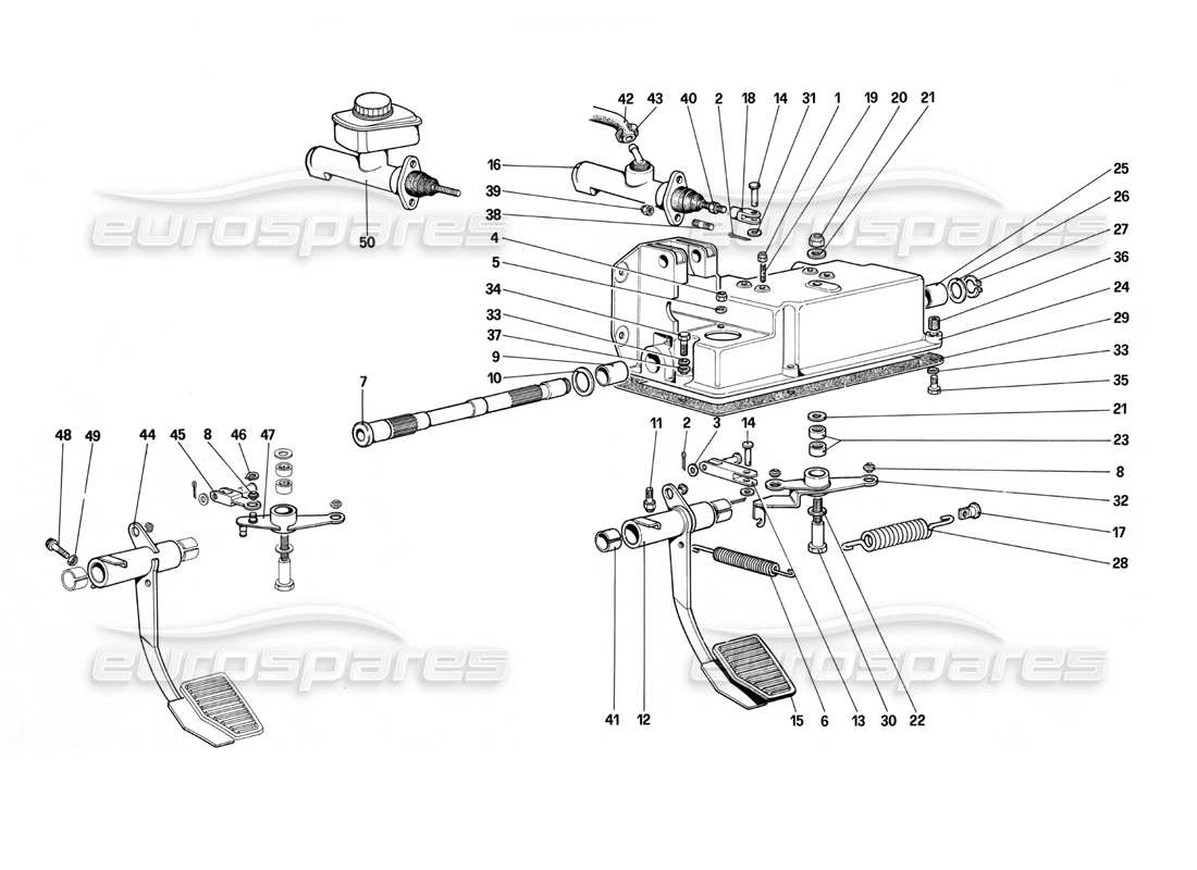 ferrari mondial 3.0 qv (1984) kupplungsausrücksteuerung teilediagramm