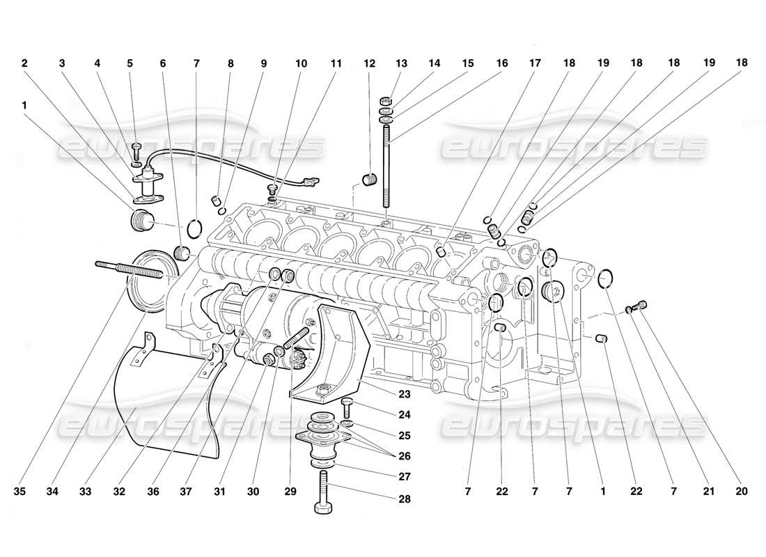 lamborghini diablo vt (1994) crancase teilediagramm