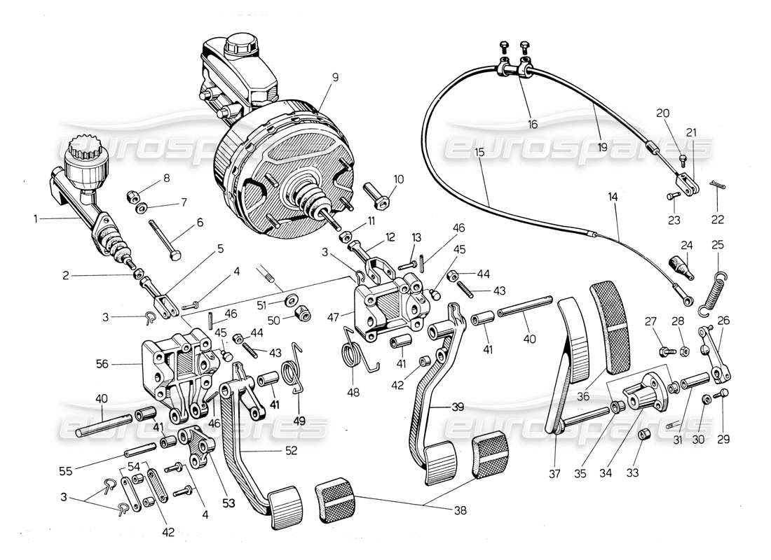 lamborghini countach lp400 pedale teilediagramm