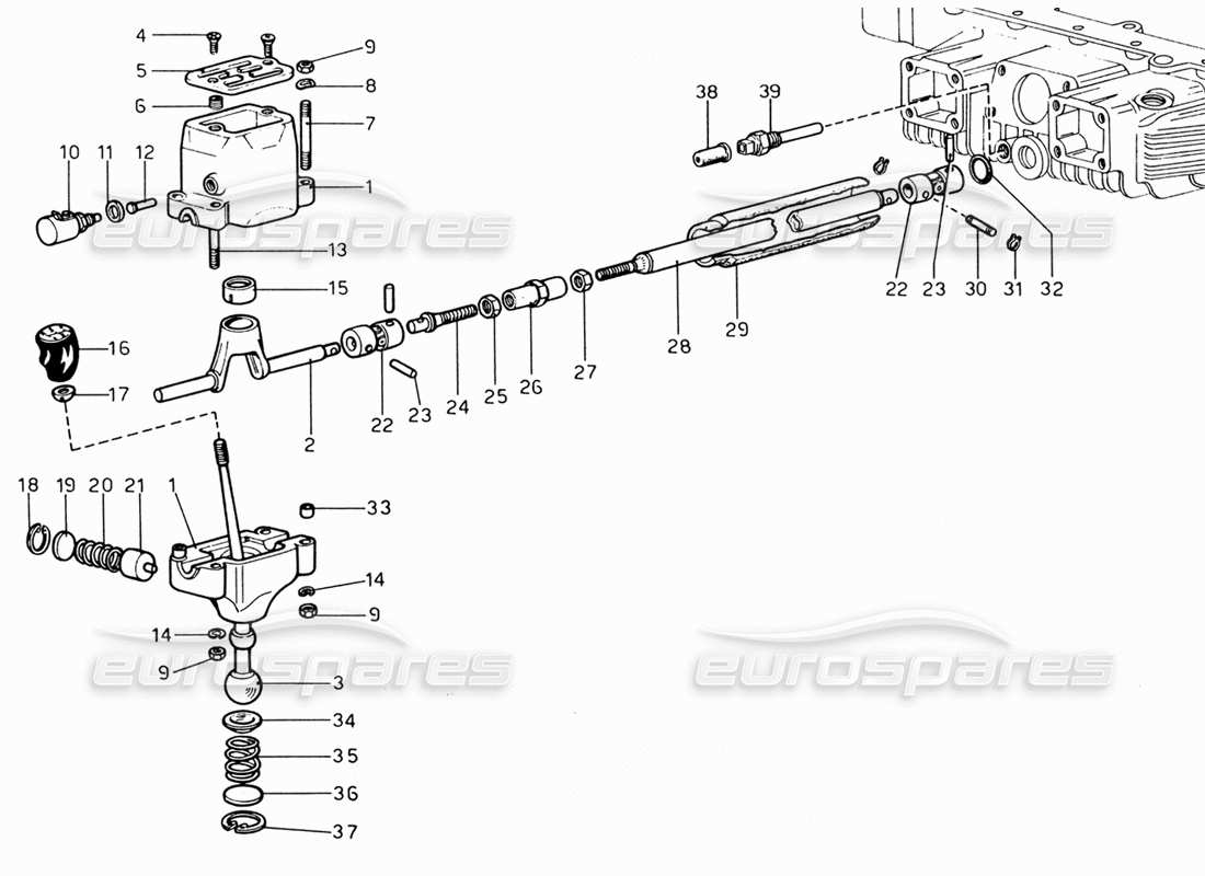 ferrari 206 gt dino (1969) teilediagramm für externe getriebesteuerungen