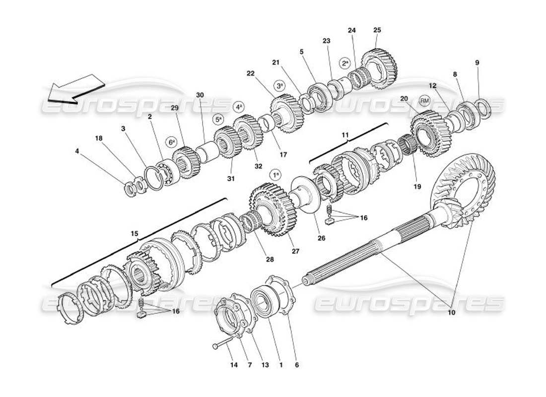 ferrari 575 superamerica teilediagramm für vorgelegewellenräder