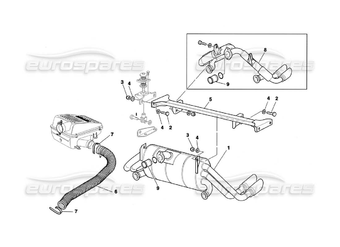 ferrari 355 challenge (1996) abgassystem – lufteinlass teilediagramm