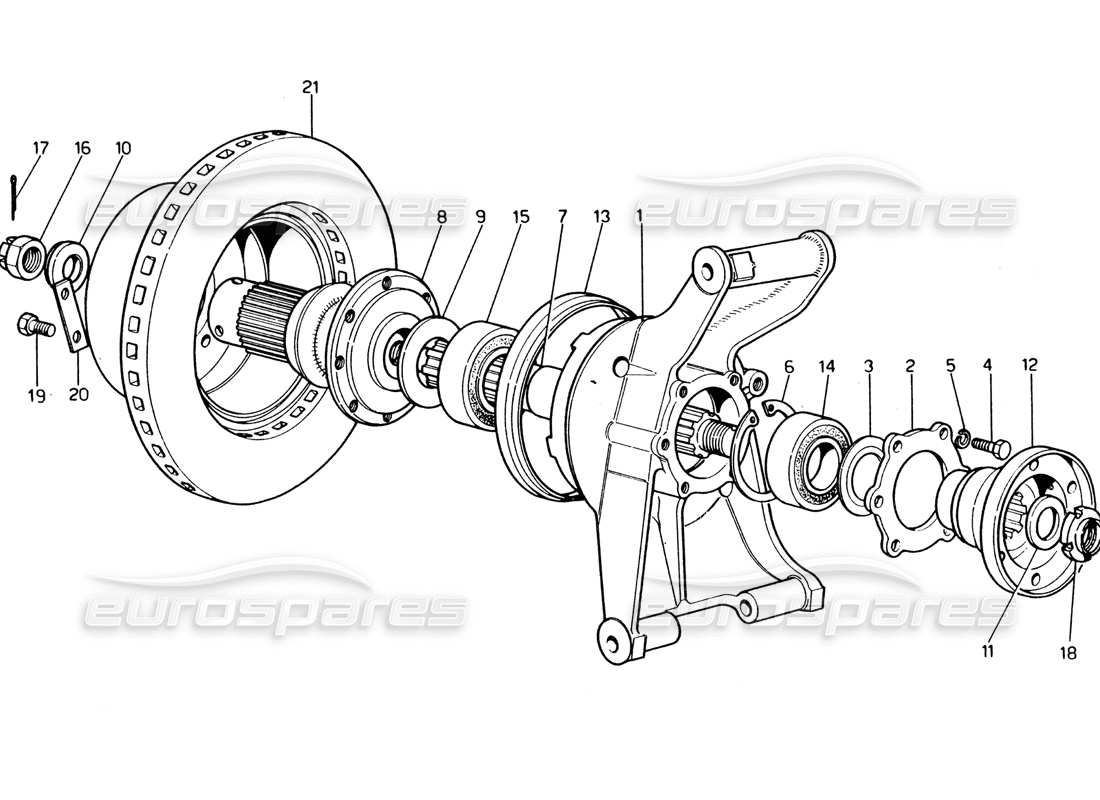ferrari 365 gt4 2+2 (1973) teilediagramm der hinterradaufhängung und der bremsscheibe