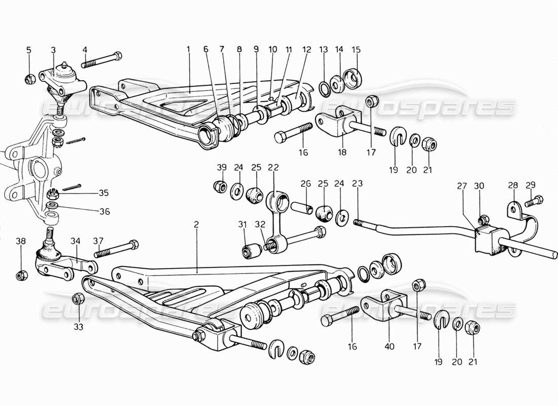 ferrari 206 gt dino (1969) vorderradaufhängung - hebelteilediagramm