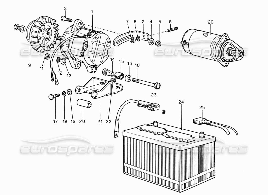ferrari 206 gt dino (1969) stromausgang - teilediagramm des anlassers