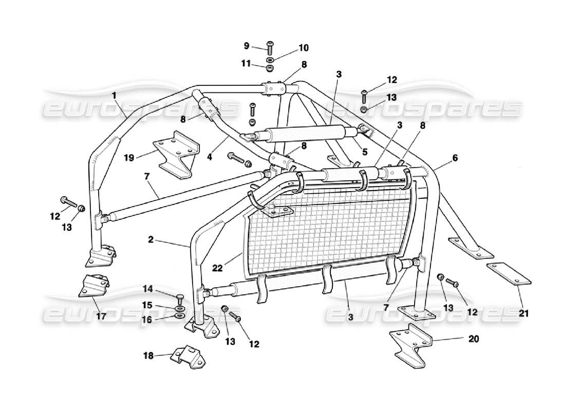 ferrari 355 challenge (1996) roll bar-ersatzteildiagramm