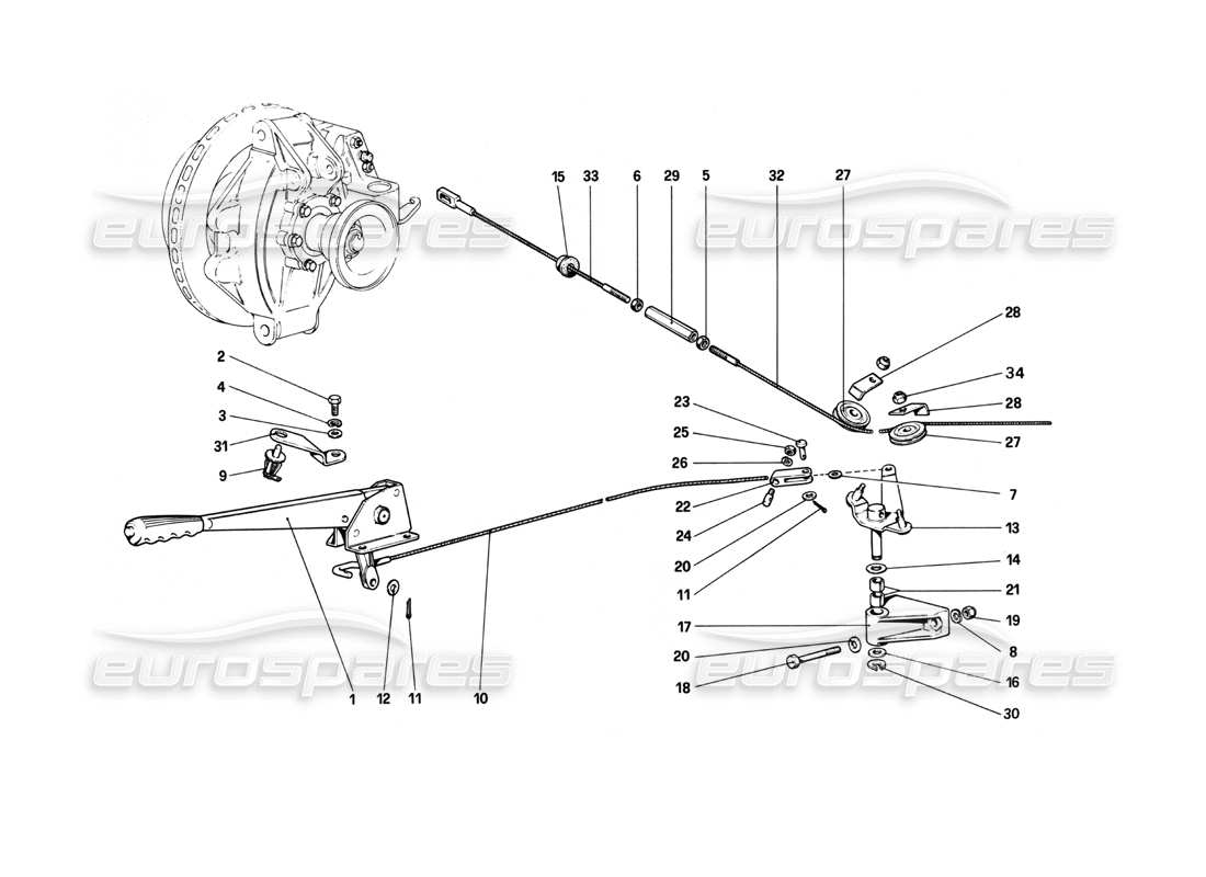 ferrari 208 turbo (1982) teilediagramm der handbremssteuerung