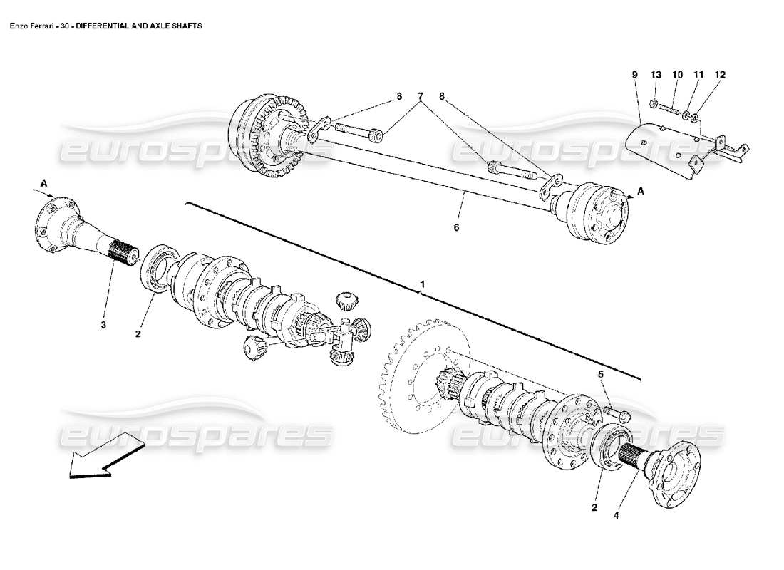 FERRARI ENZO DIFFERENTIAL- UND ACHSWELLEN TEILEDIAGRAMM ferrari enzo differential- und achswellen teilediagramm