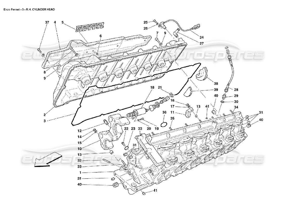 FERRARI ENZO TEILEDIAGRAMM DES RECHTEN ZYLINDERKOPFS ferrari enzo teilediagramm des rechten zylinderkopfs