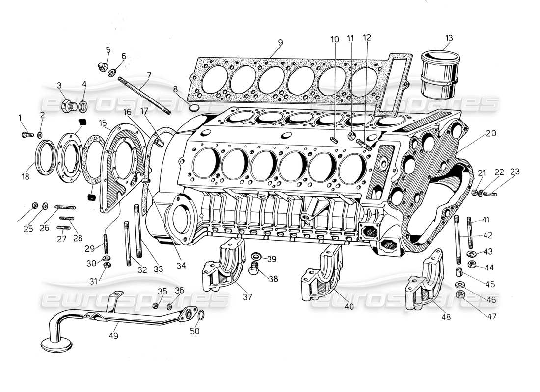 lamborghini countach lp400 kurbelgehäuse teilediagramm