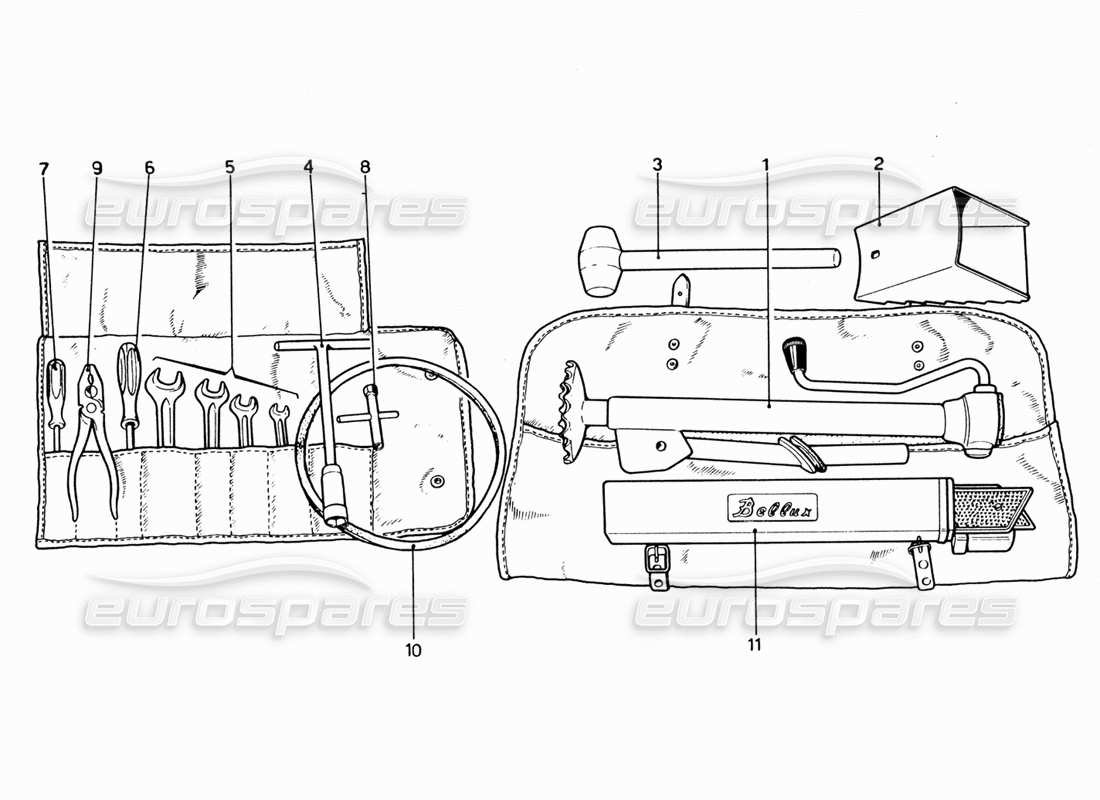 ferrari 206 gt dino (1969) werkzeug - kit teilediagramm