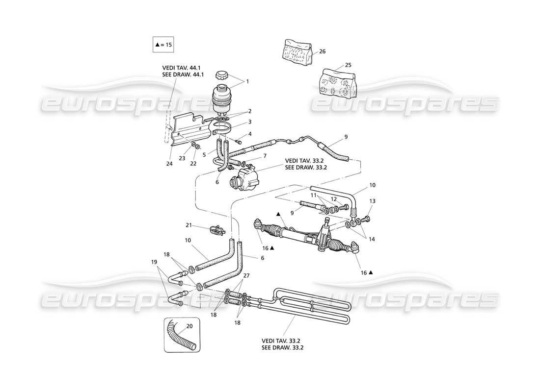 maserati qtp v8 evoluzione teilediagramm des servolenkungssystems (linksantrieb).