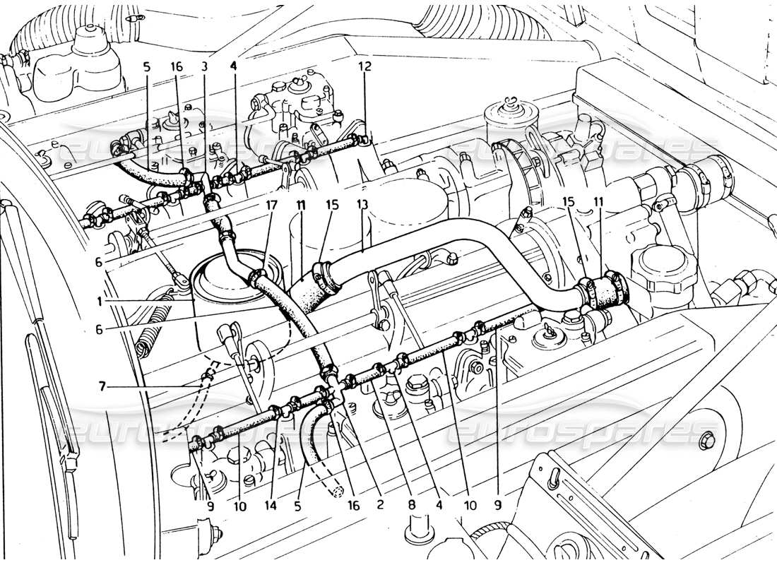ferrari 365 gt4 2+2 (1973) teilediagramm des blow-by-systems