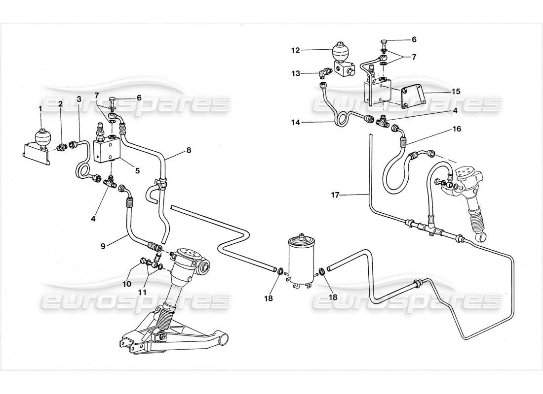 lamborghini lm002 (1988) stoppen sie das hydrauliksystem teilediagramm
