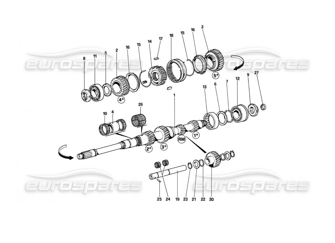 ferrari mondial 3.0 qv (1984) teilediagramm für hauptwellenzahnräder