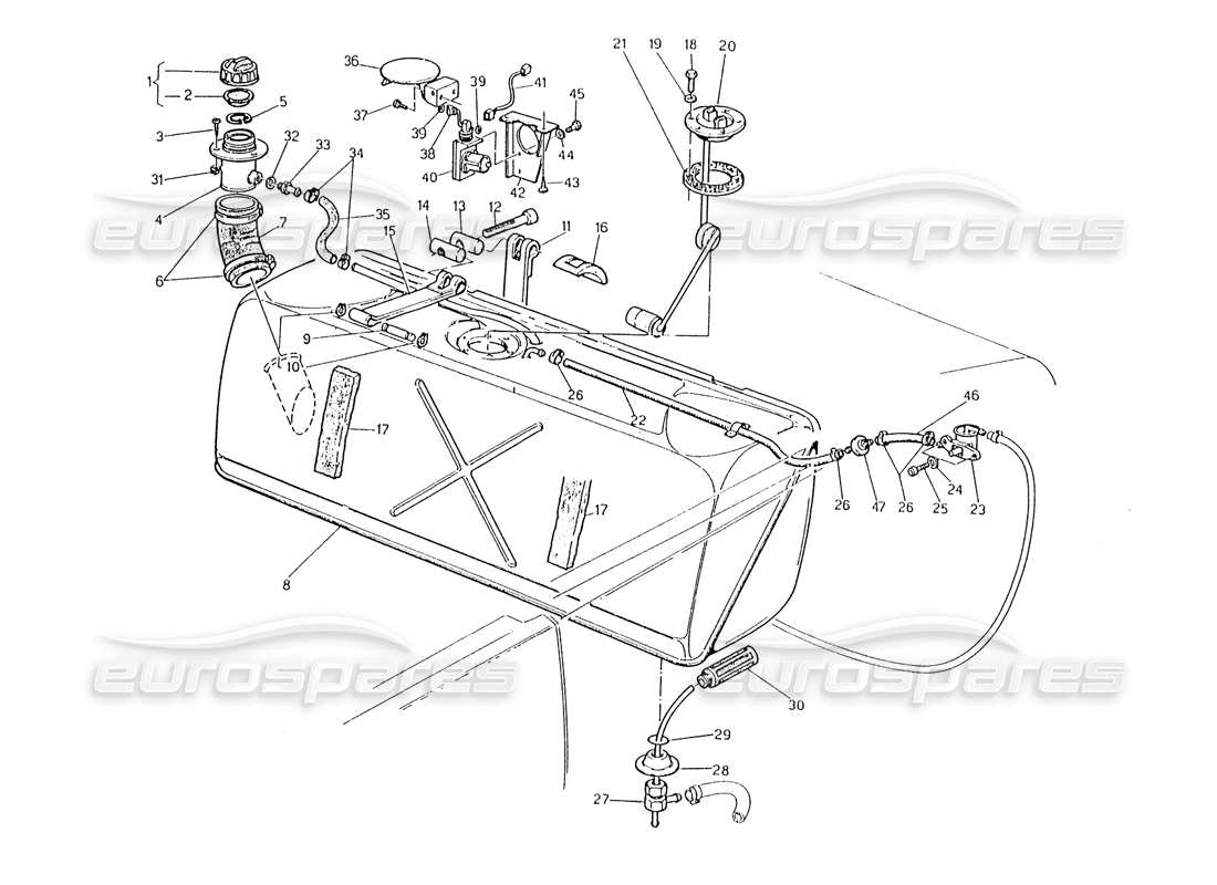 maserati karif 2.8 treibstofftank teilediagramm