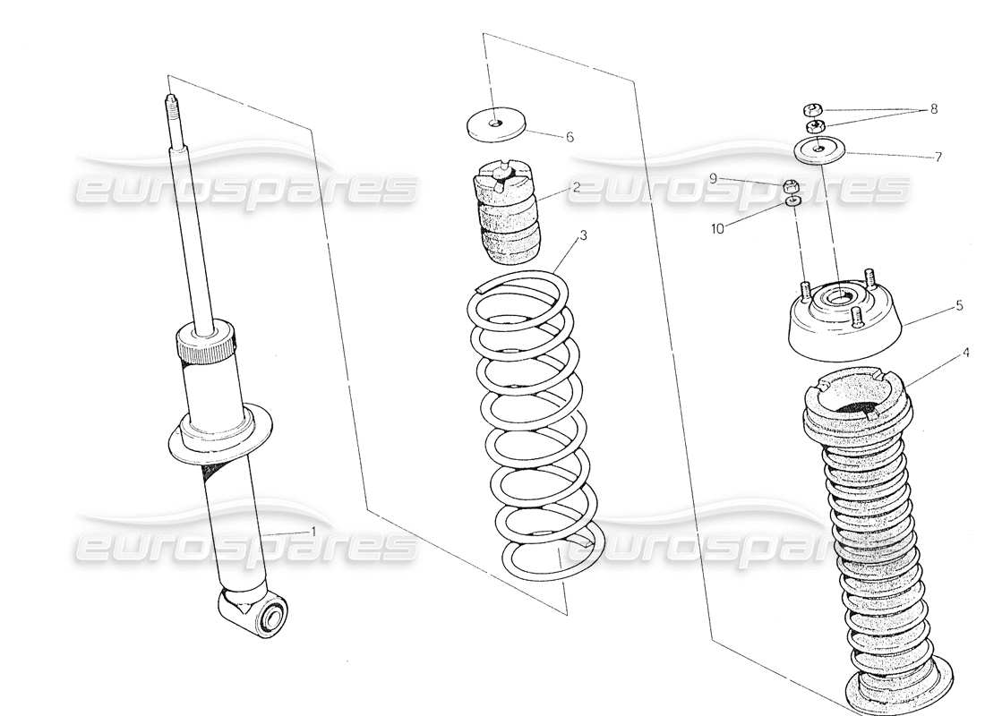 maserati biturbo spider hinterer stoßdämpfer teilediagramm