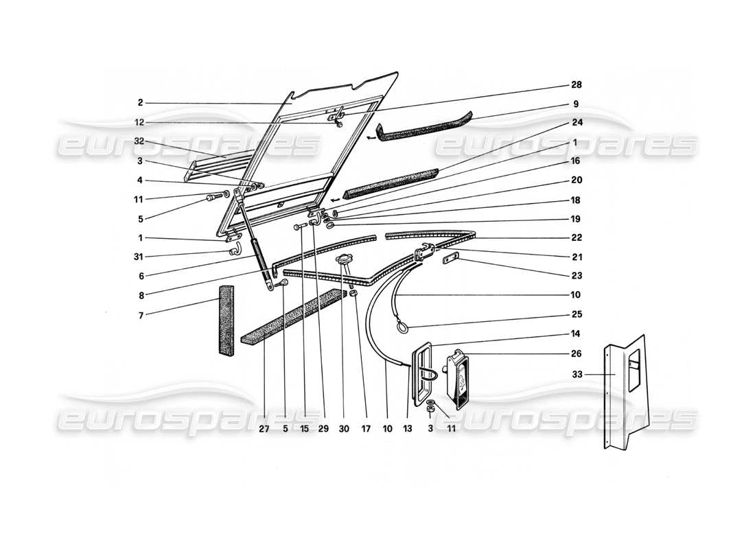 ferrari 208 turbo (1982) teilediagramm des vorderen fachdeckels