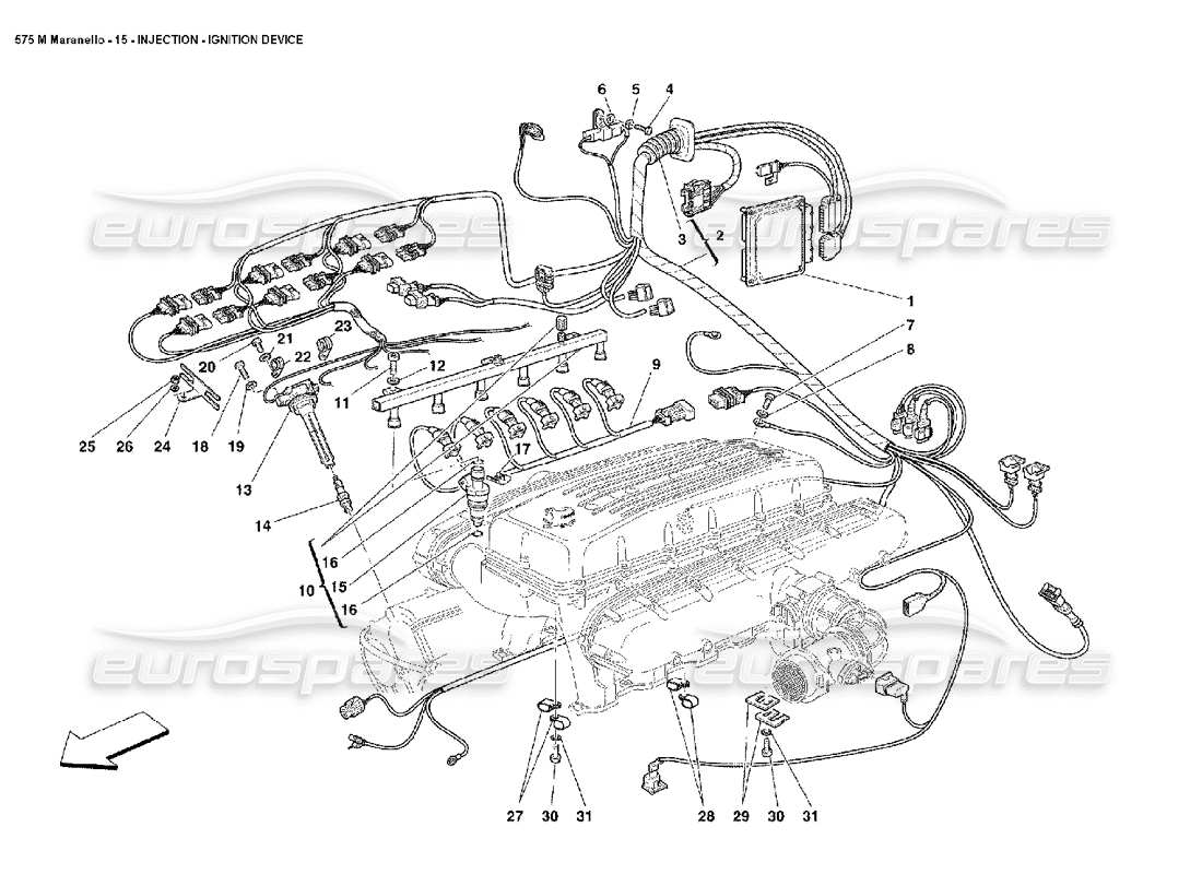 ferrari 575m maranello teilediagramm für einspritzzündvorrichtung