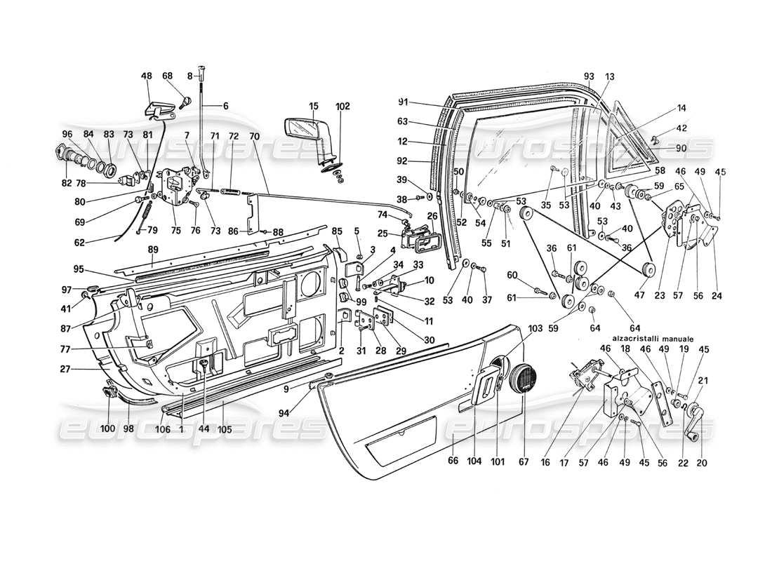 ferrari 288 gto doors-ersatzteildiagramm