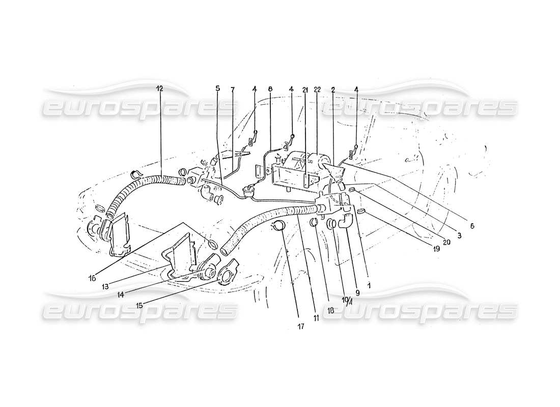 ferrari 330 gtc / 365 gtc (coachwork) teilediagramm für heizmatrix und entlüftungsöffnungen