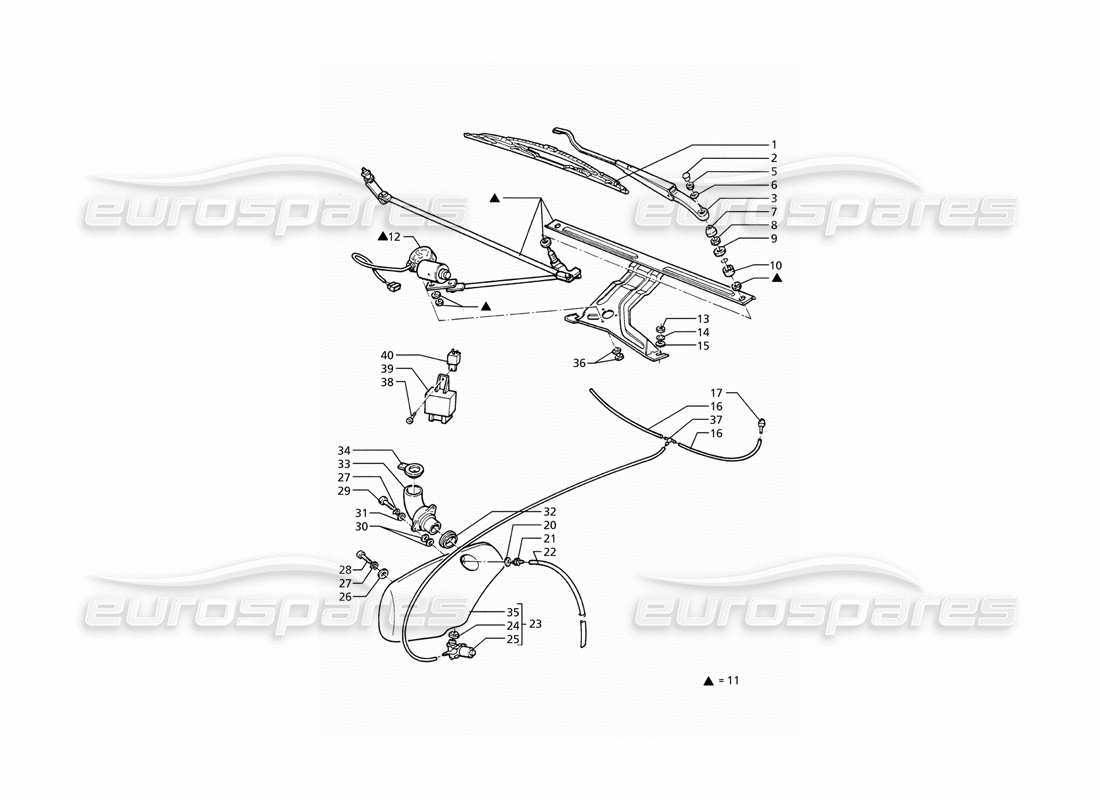 maserati ghibli 2.8 (abs) teilediagramm für scheibenwischer-/ scheibe (linkslenker)