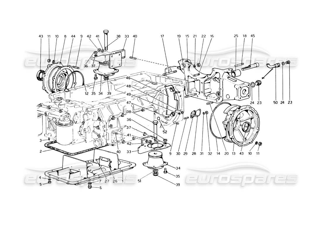 ferrari 365 gt4 berlinetta boxer getriebe – halterungen und abdeckungen teilediagramm