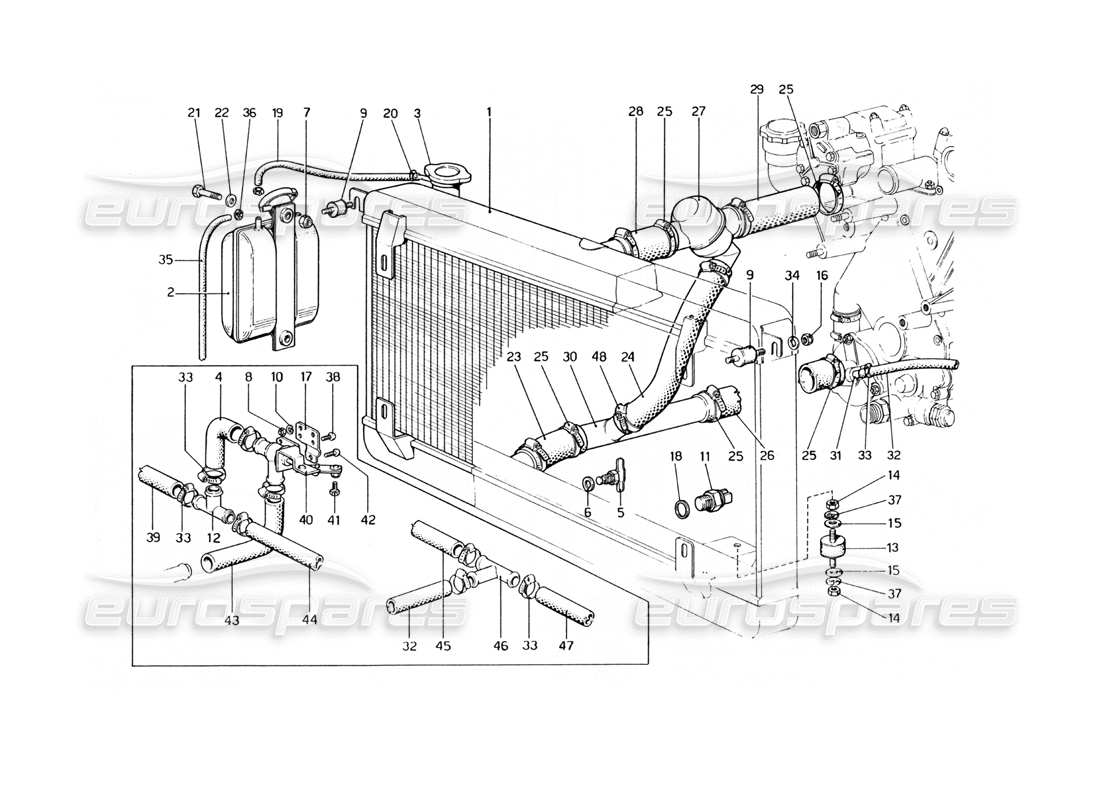 ferrari 400 gt (mechanical) teilediagramm des kühlsystems