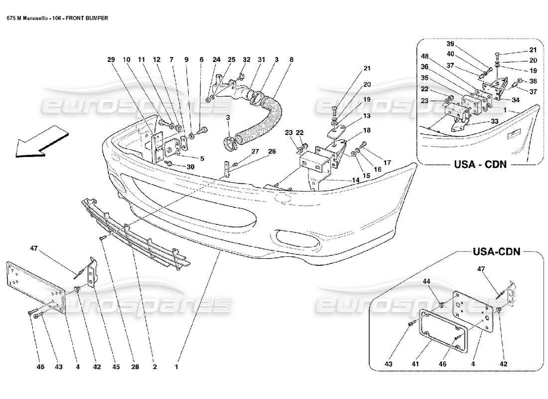 ferrari 575m maranello frontstoßstange teilediagramm