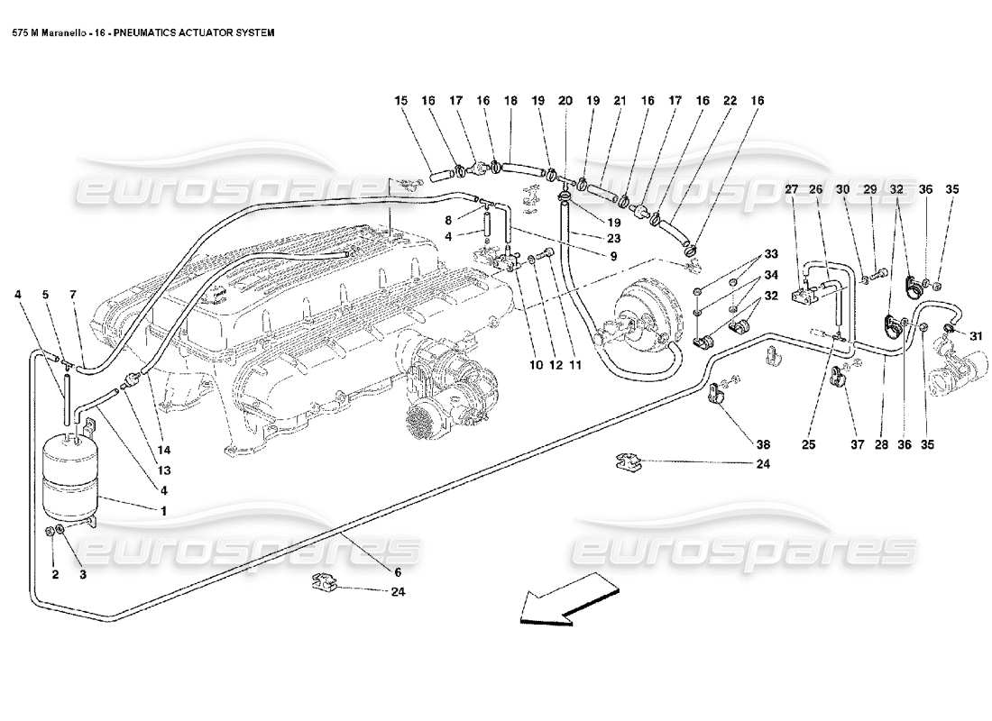 ferrari 575m maranello pneumatik-aktuatorsystem teilediagramm