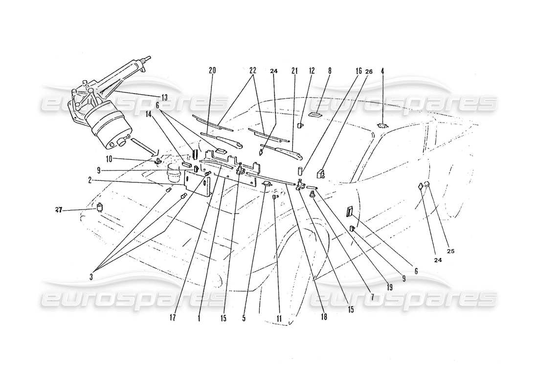 ferrari 365 gtc4 (coachwork) wischermechanik teilediagramm