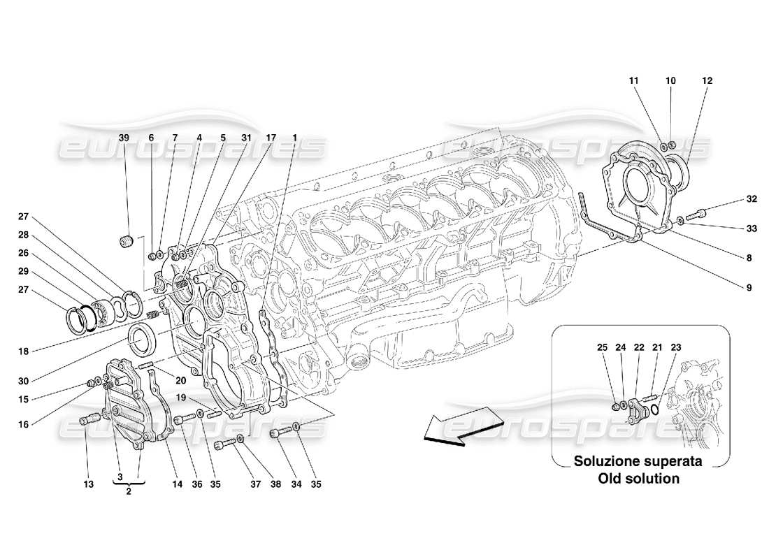 ferrari 456 gt/gta kurbelgehäuse - deckel - teilediagramm