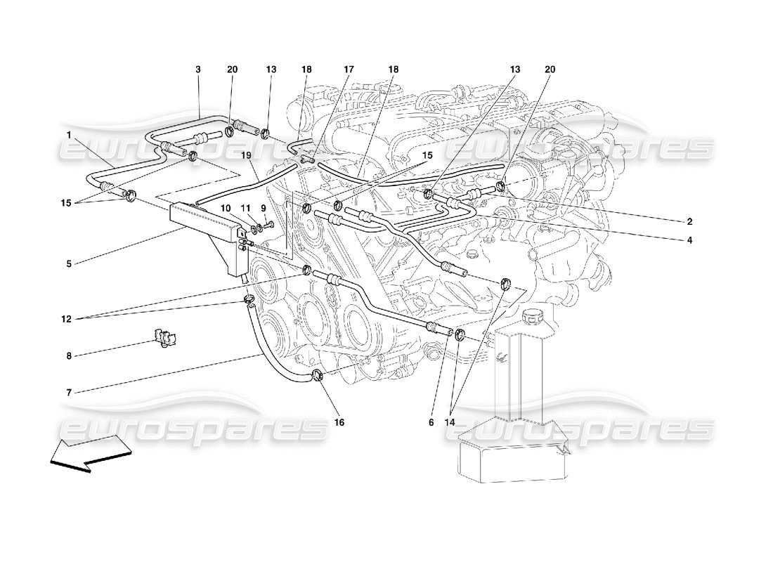 ferrari 456 gt/gta teilediagramm des blow-by-systems