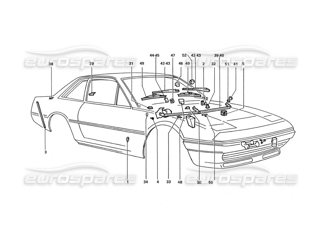 ferrari 412 (coachwork) wischermechanik teilediagramm